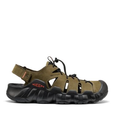 Men's Hyperport Fisherman Leather Sandal Dark Olive/Black