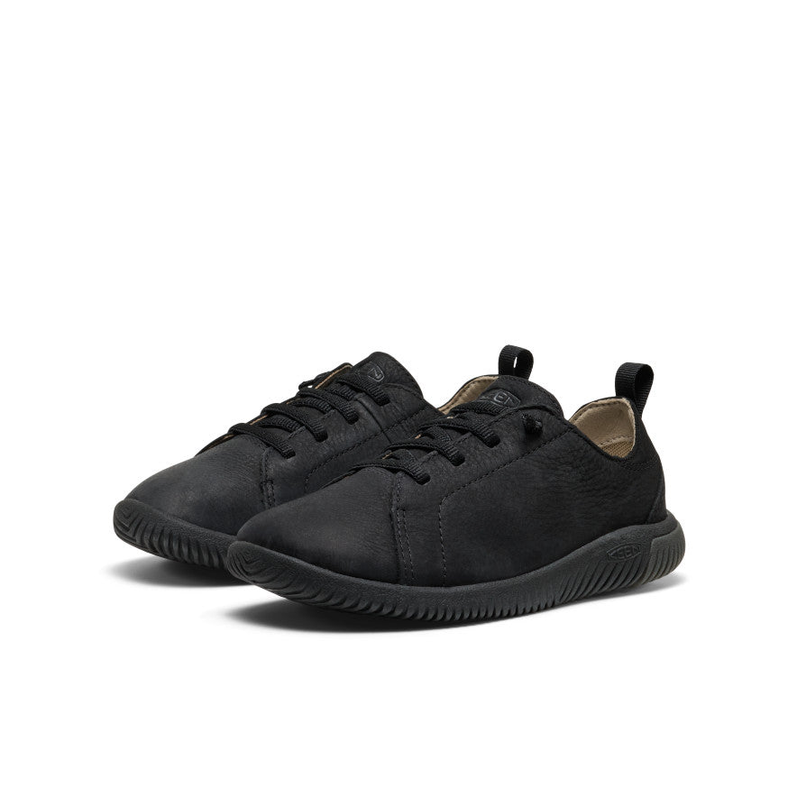 Big Kids' KNX Leather Sneaker Triple Black - Image 3