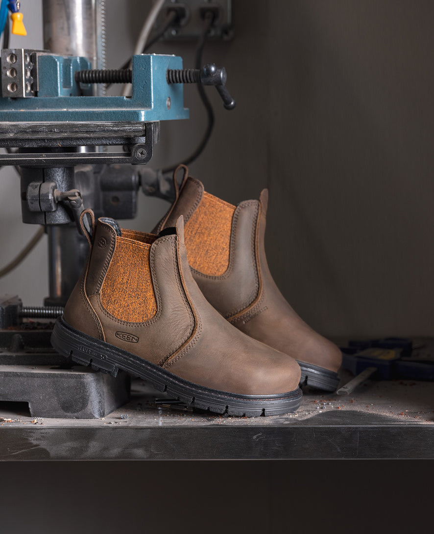 Women's San Jose Chelsea 90° Heel Boot (Aluminum Toe) Cascade Brown/Black - Image 9