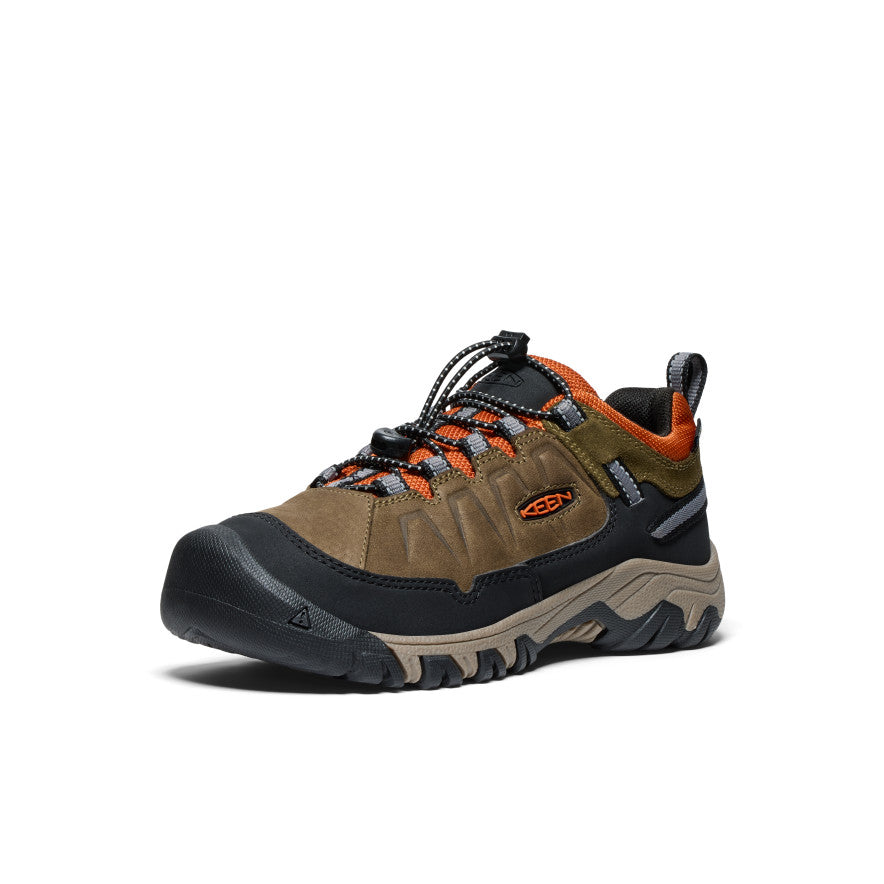 Big Kids' Targhee IV Waterproof Hiking Shoe Dark Olive/Gold Flame - Image 3