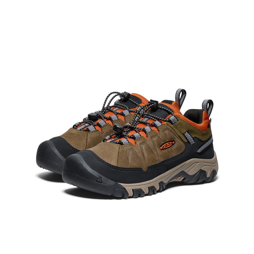 Big Kids' Targhee IV Waterproof Hiking Shoe Dark Olive/Gold Flame - Image 2